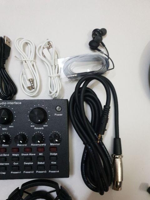 COMBO míc THU ÂM hát LIVESTREAM karaoke micro BM900 SOUND CARD V8 TẶNG TAI NGHE
