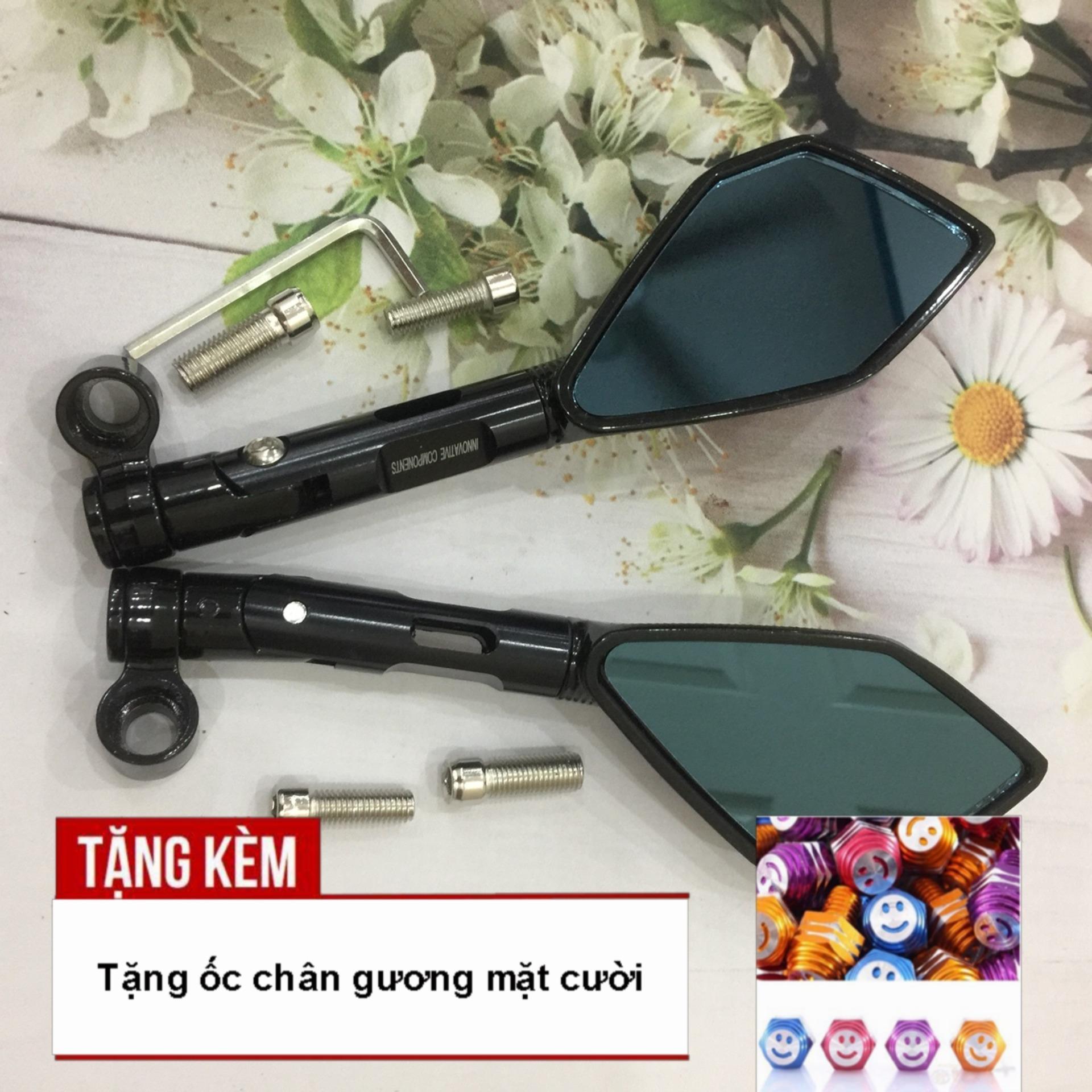 [TẶNG ĐÔI ỐC CHÂN GƯƠNG] Trọn bộ gương 5 cạnh RIZOMA độ xe máy siêu chất A66-3 (màu đen), phụ tùng xe máy giá rẻ