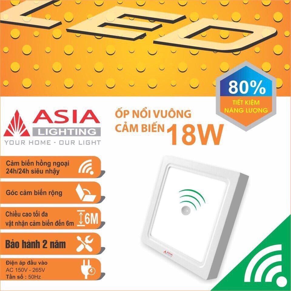 ĐÈN ỐP TRẦN VUÔNG CẢM BIẾN 18W ASIA