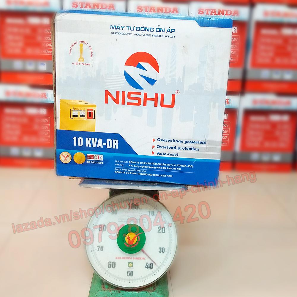 Ổn Áp Nishu 10KVA DR dải 90-250V, bảo hành 4 năm, 100% dây đồng