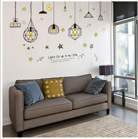 Decan dán tường XL7230-57- Đèn lồng vàng