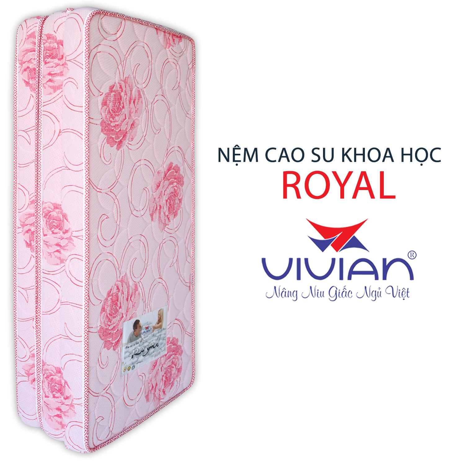 Nệm Cao Su Khoa Học Gấp 3 Royal Vivian (1.2 x 2.0 m) Nền Trắng Hoa Văn Màu Sắc Ngẫu Nhiên