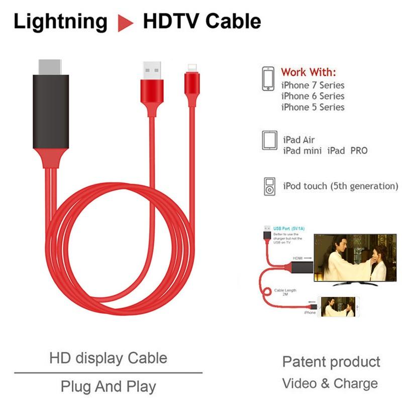 Dây kết nối Cao cấp giữa Tivi (cổng HDMI với Iphone, Ipad cổng Lightning) Hỗ trợ HĐH : IOS 8/9/10/11..
