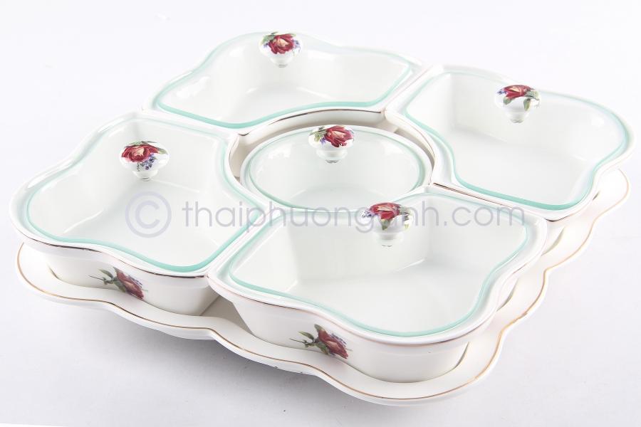 Khay sứ đựng mứt Tết 5 ngăn Royal Houseware SP5 117