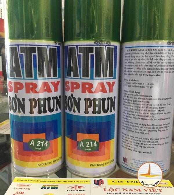 Sơn Xịt ATM Spray A214 400ml (Màu xanh lá cây) / giá 1 lọ
