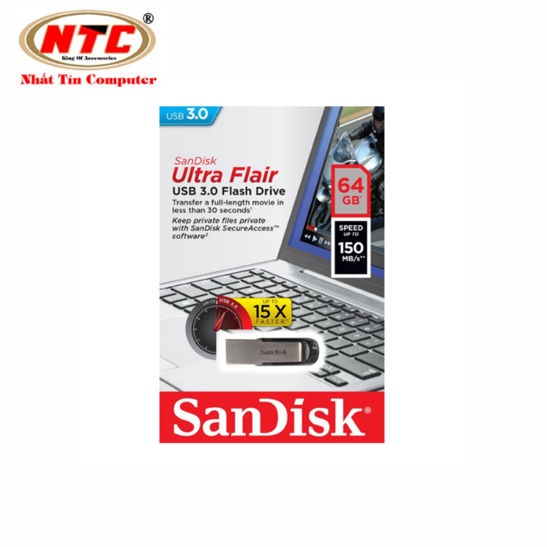 USB 3.0 SanDisk CZ73 Ultra Flair 64GB 150Mb/s (Xám) Nhất Tín Computer