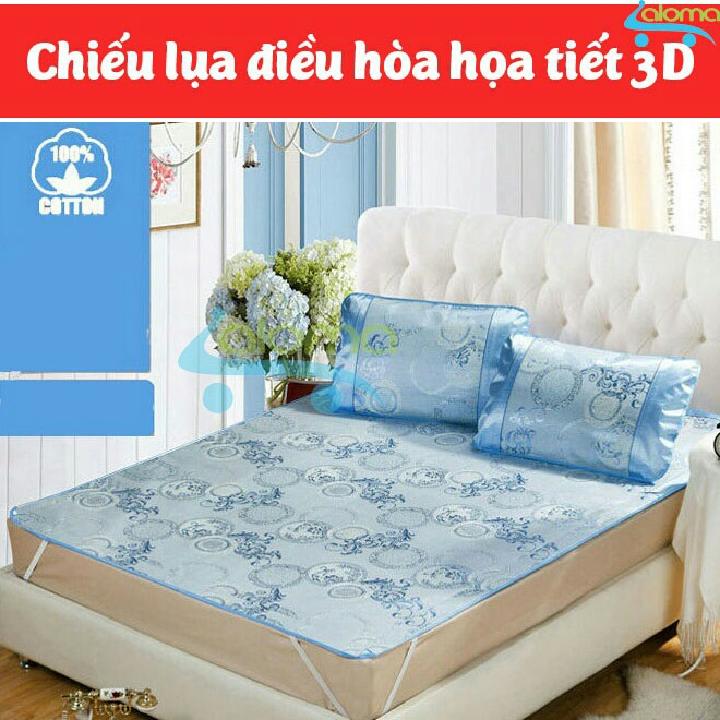 chiếu lụa hoa điều hòa 1m6-2m cực mát tặng 2 vỏ gối