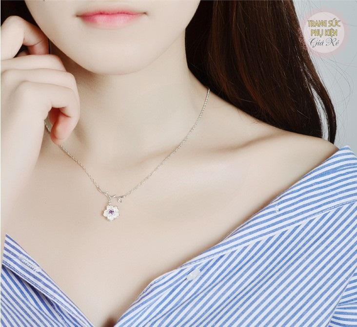 Dây chuyền Hoa Anh Đào nhụy tím DC49