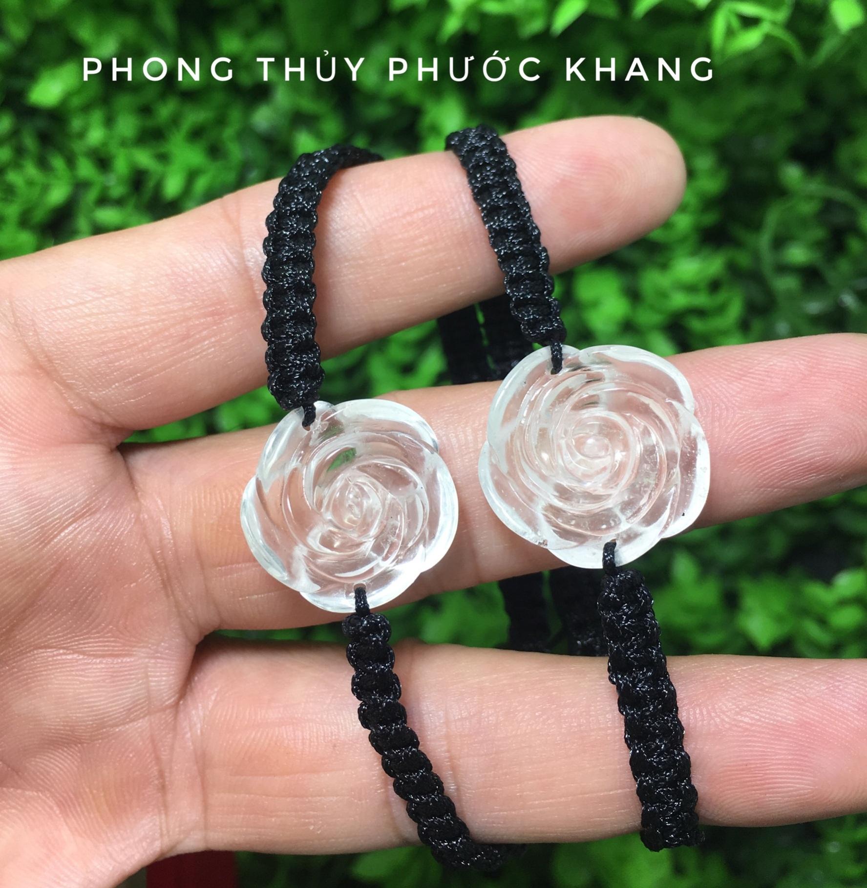 Vòng tay hoa mẫu đơn thạch anh trắng