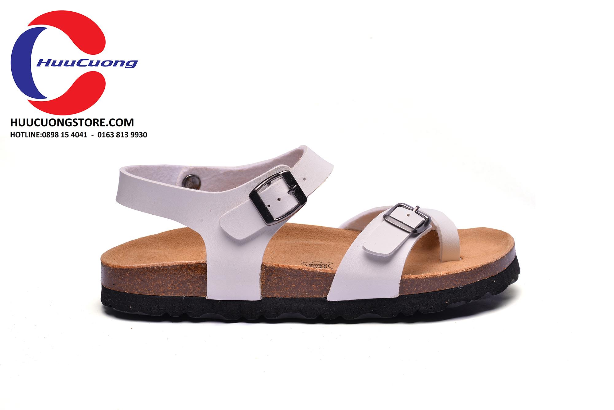Giày sandal xỏ ngón trắng nam nữ đế trấu