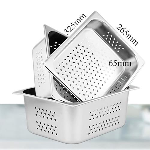 (inox dày) Khay inox có đục lỗ GN 1/2x65mm