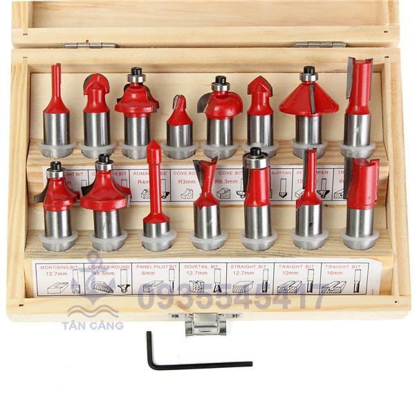 Bộ mũi phay 15món cốt 8 mm