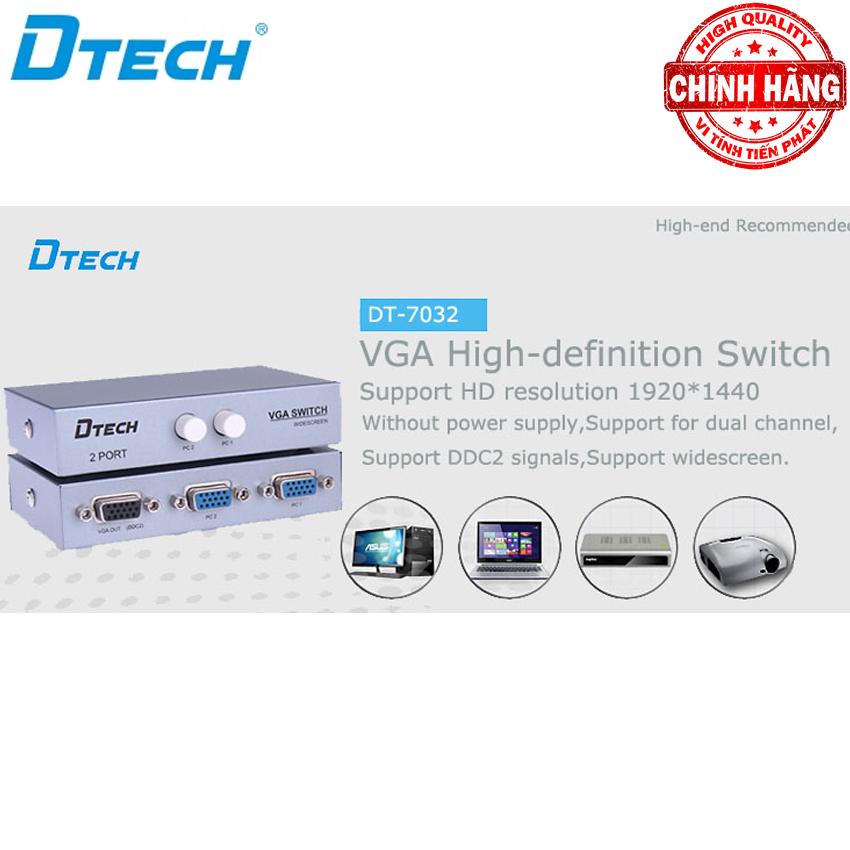 Switch bộ chia cổng VGA 2 ra 1 (2 máy tính ra 1 màn hình) Dtech DT-7032 .