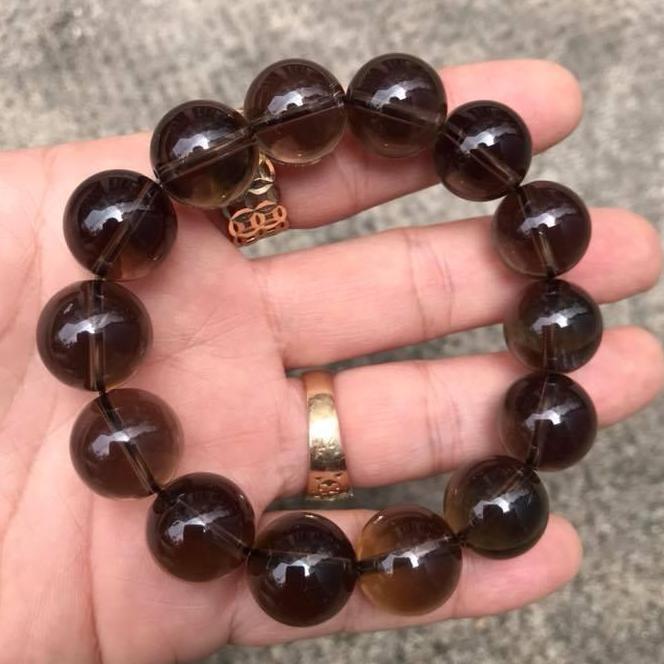 [HCM]VÒNG TAY PHONG THỦY ĐÁ THẠCH ANH KHÓI 14LY