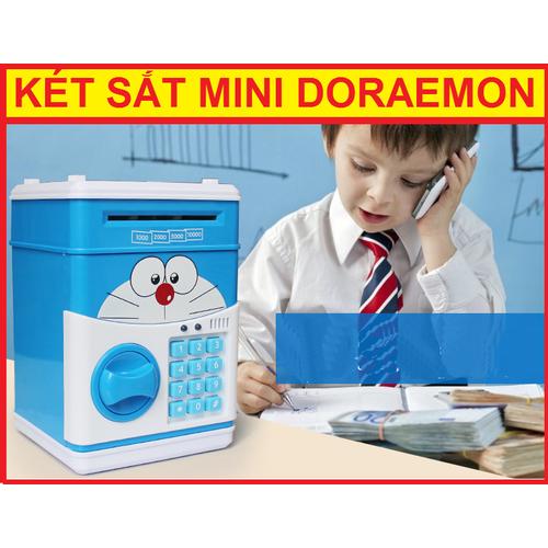 Két sắt mini cho bé giúp bé học quản lí tiền bạc hình Doraemon