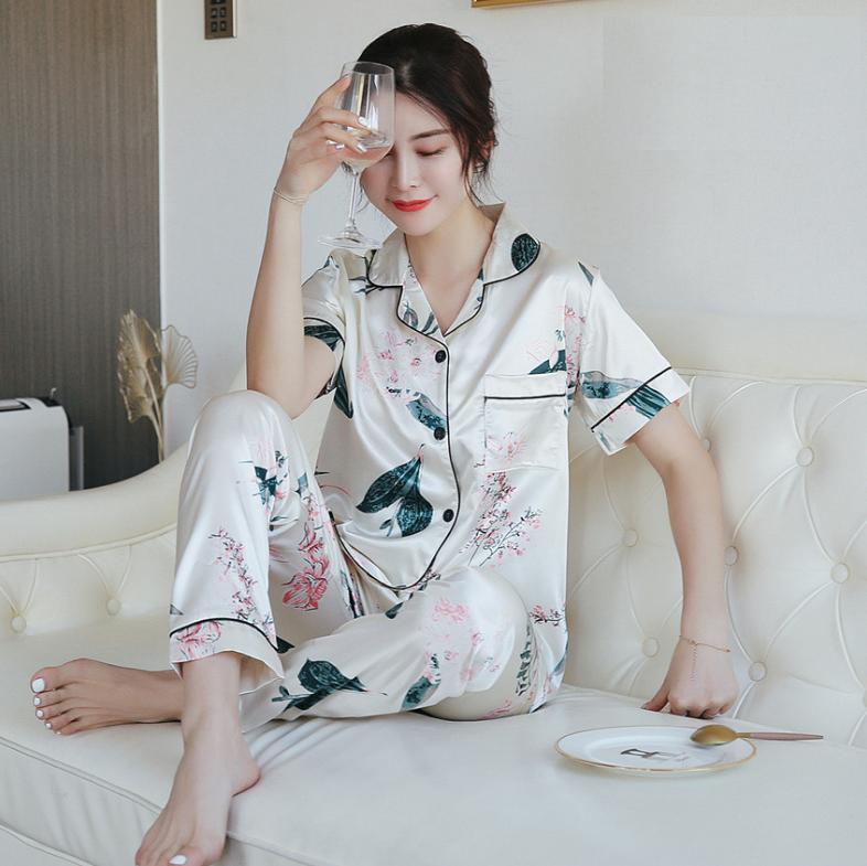 Bộ đồ ngủ dài tay pijama phi lụa mặc thoáng mát nhẹ nhàng cdanp10