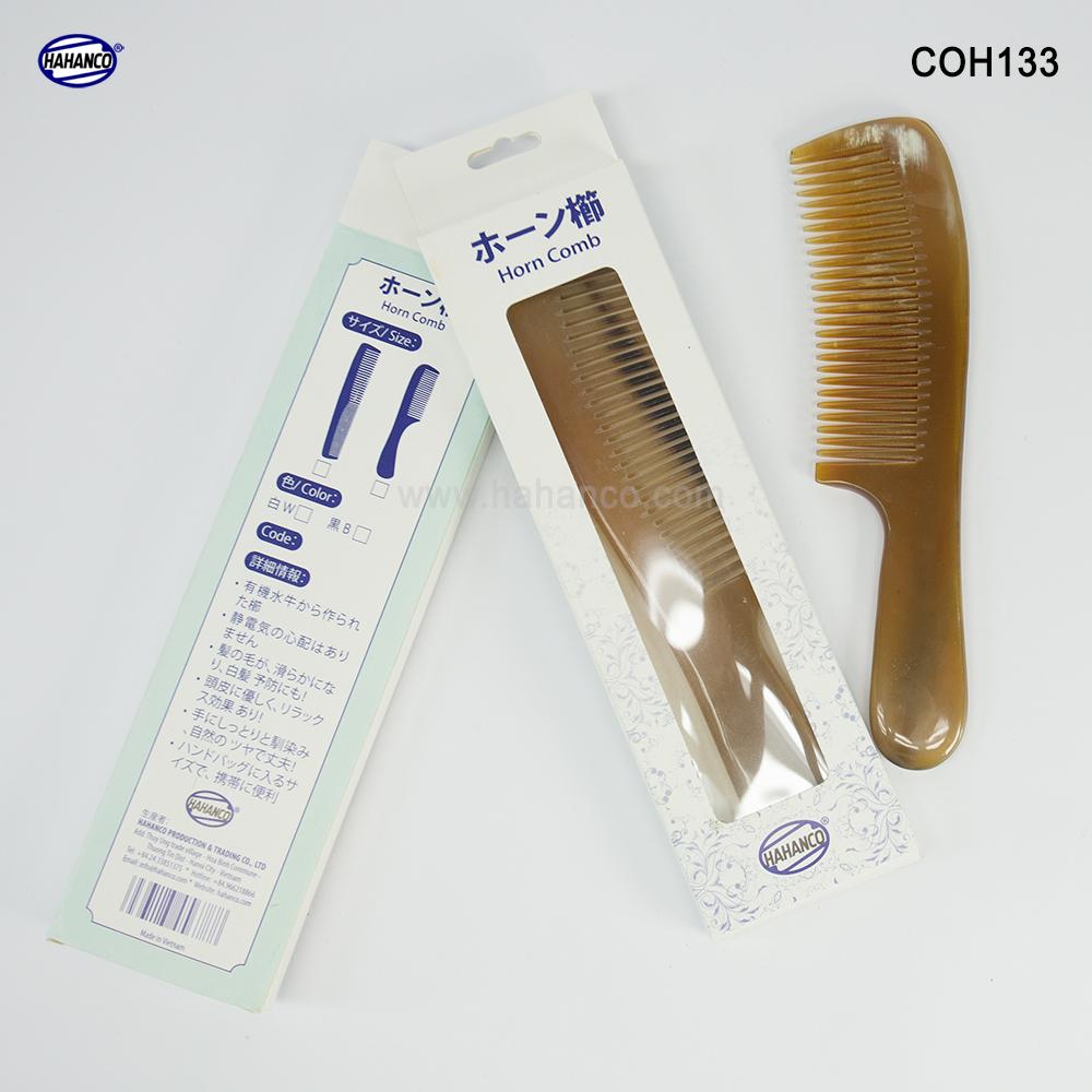 Lược sừng xuất Nhật - COH133 (Size: L - 18cm) Mẫu tiêu chuẩn - Horn Comb of HAHANCO - Lược sừng trâu