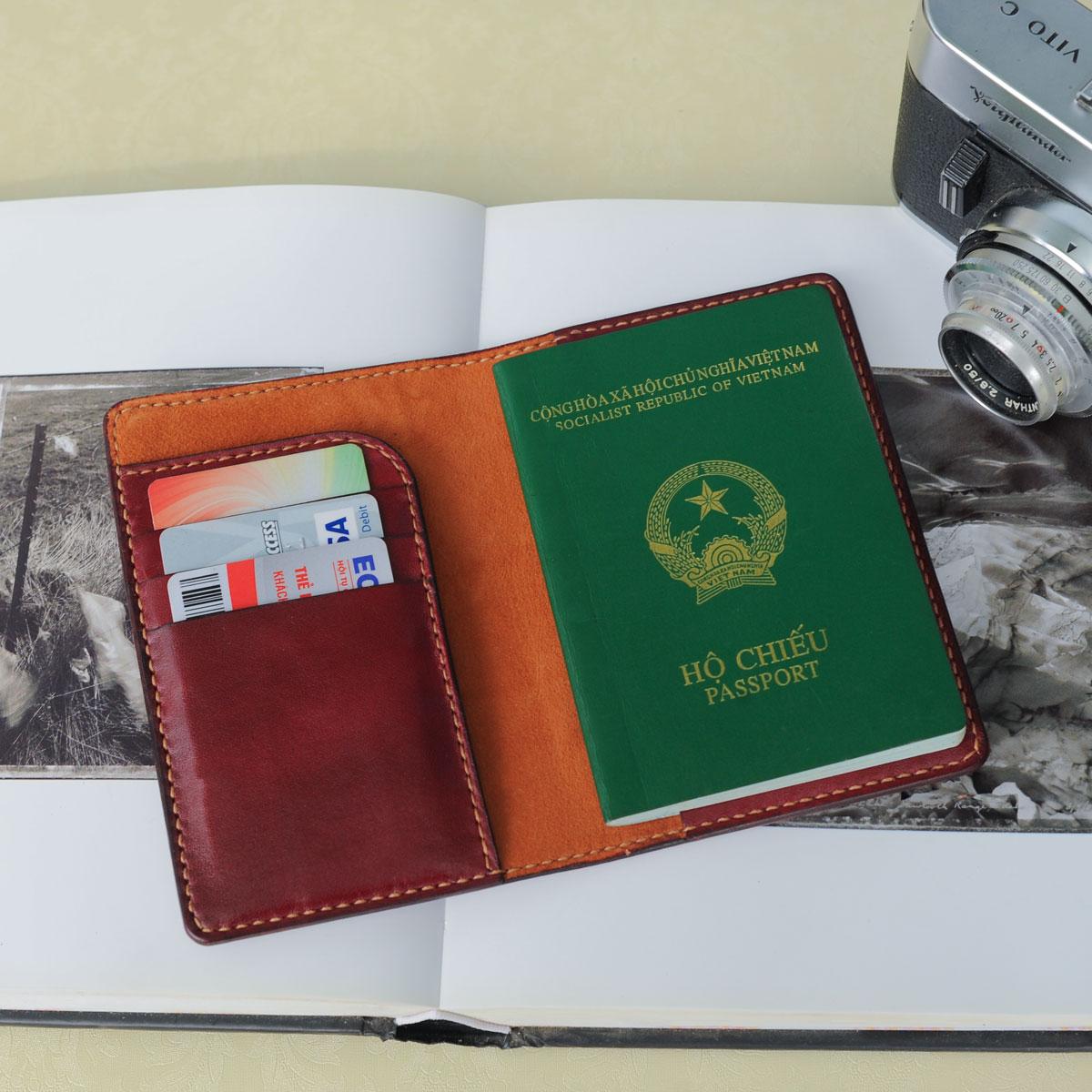 Ví đựng passport - da bò nhập khẩu - đồ da handmade - bìa sổ mino crafts vi697