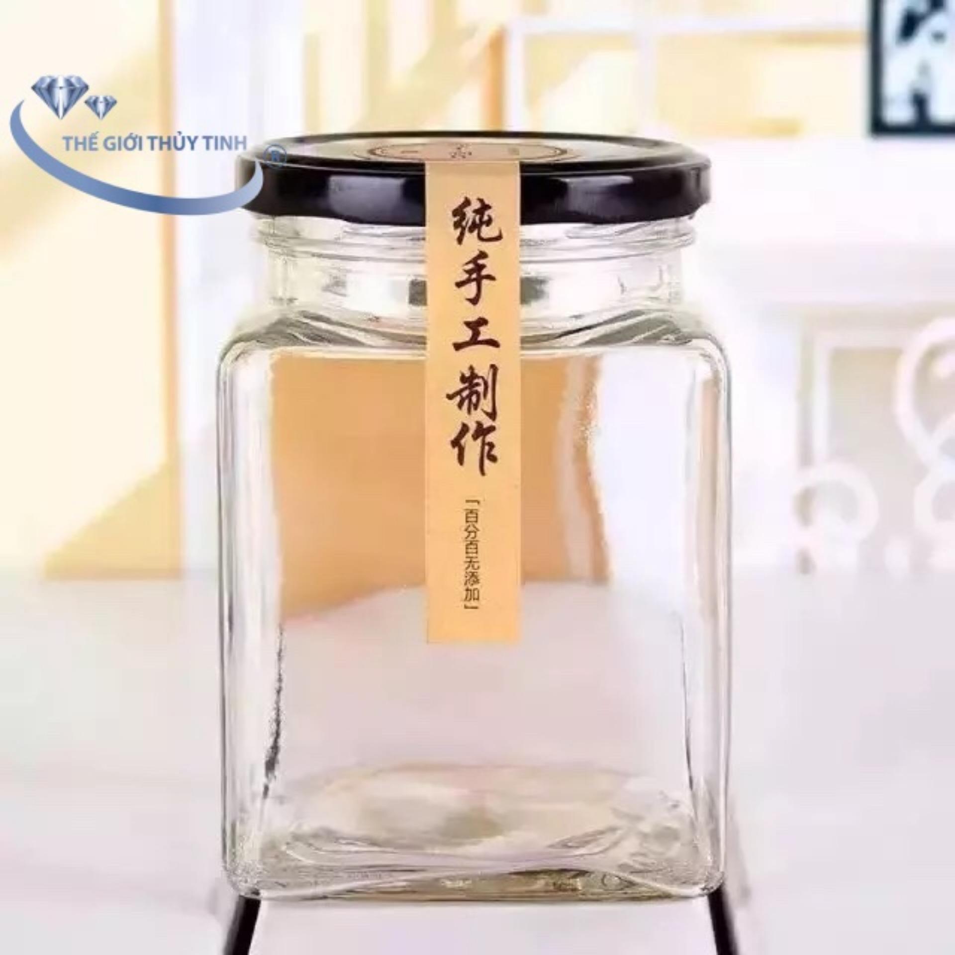 [HCM]HŨ THỦY TINH VUÔNG ĐỰNG THỰC PHẨM 380ML