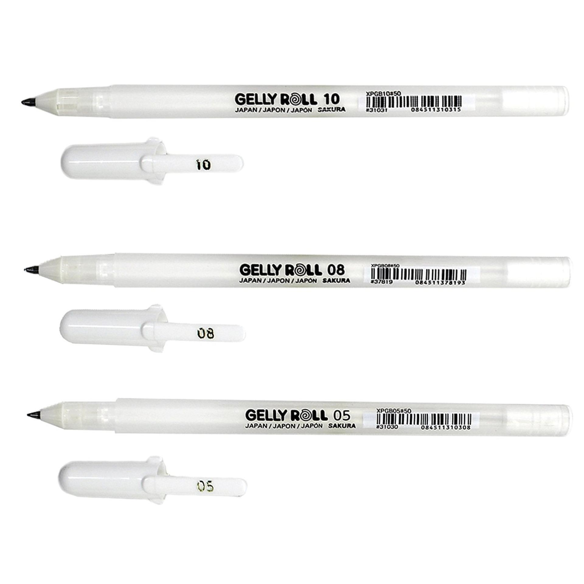 BỘ 3 CÂY BÚT GELL SAKURA GELLY ROLL TRẮNG (SIZE 05, 08, 10)