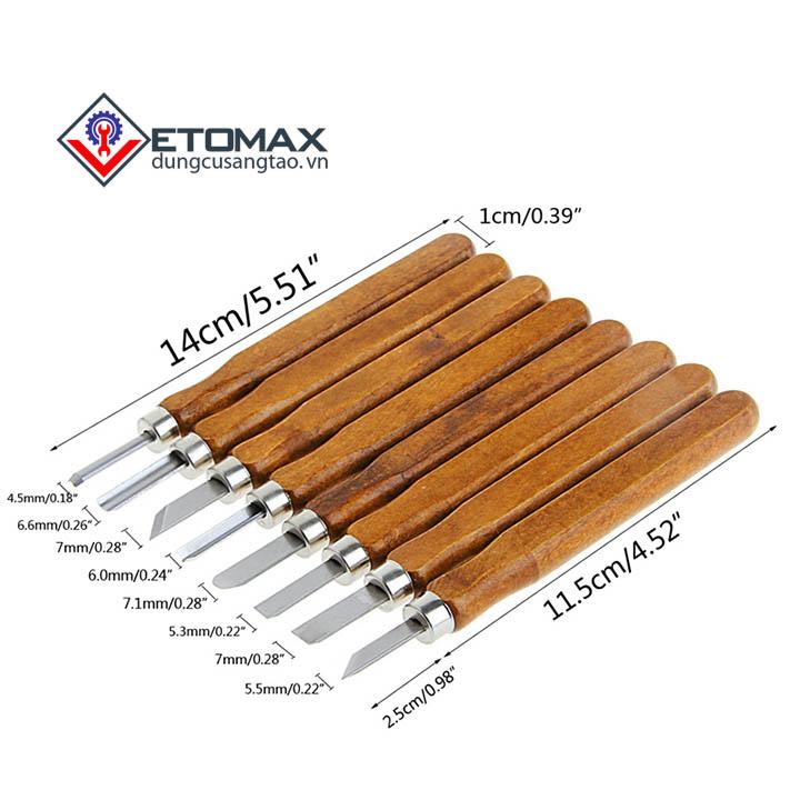 Bộ 8 dụng cụ khắc, đục tiện gỗ đa năng cao cấp