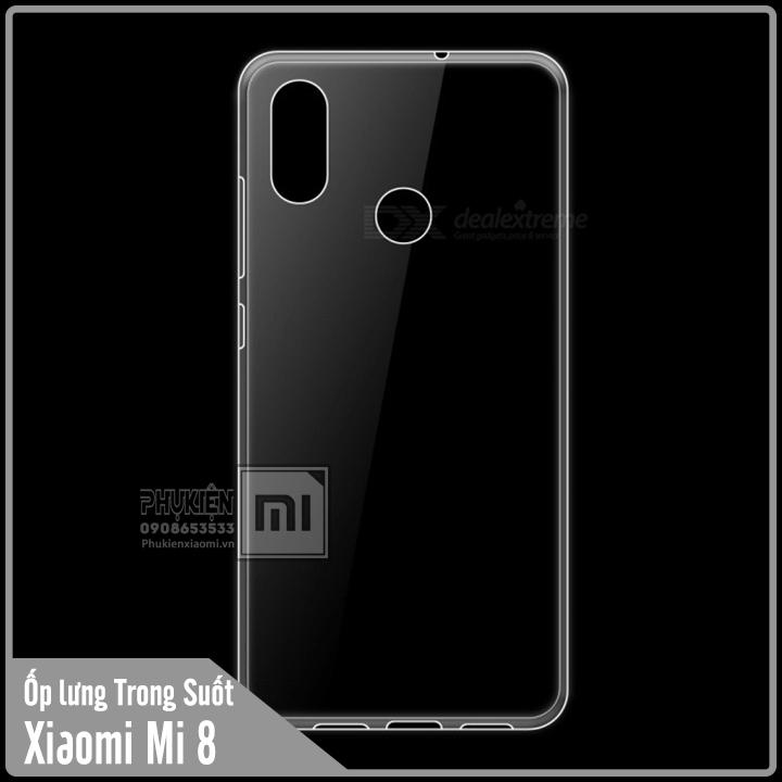 Ốp lưng cho xiaomi mi 8 nhựa dẻo tpu - trong suốt