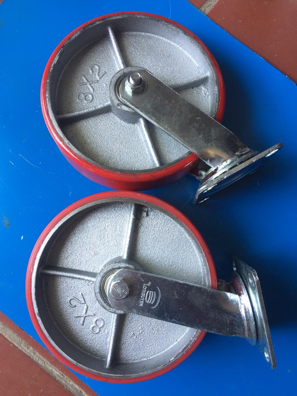 Bộ 2 bánh xe  đường kính 20cm chịu tải 500kg, bánh xe sắt siêu bền, bánh xe đẩy hàng