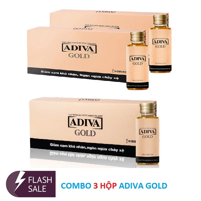 HCMBộ 3 Hộp Tinh chất Collagen ADIVA GOLD Hộp 14 lọ x 30 ml