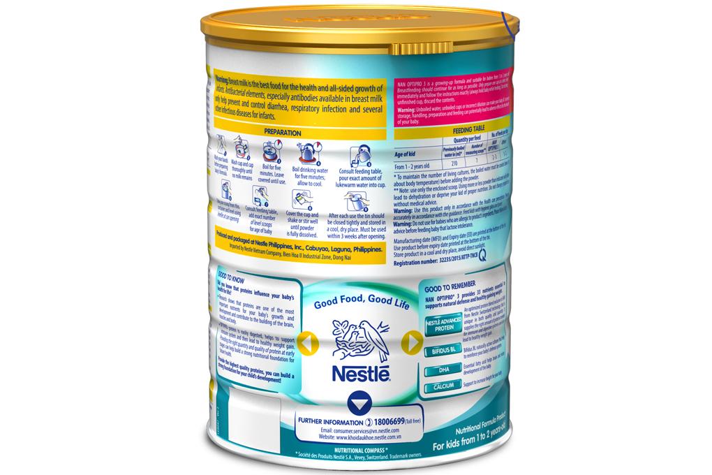Sữa bột Nestle NAN Optipro số 3 lon 900g (cho bé 1 - 2 tuổi)