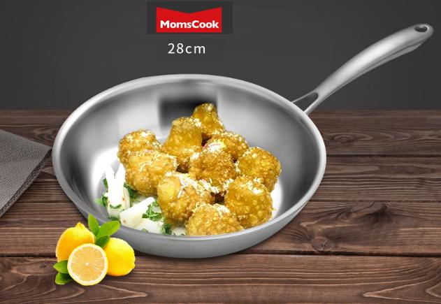 Chảo inox 304 - MomsCook - 28x5.5cm 1.32Kg