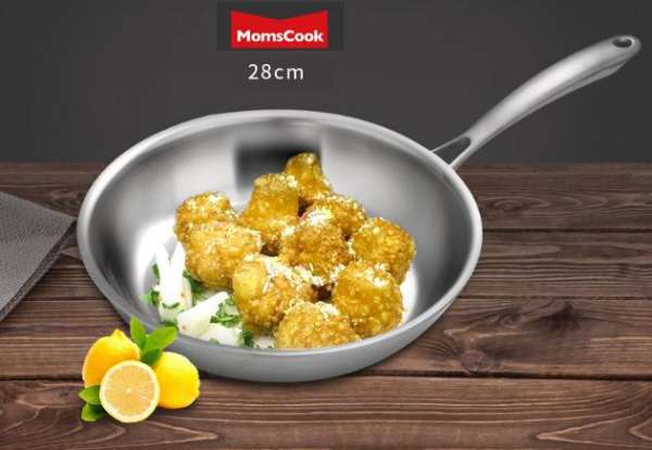 Chảo inox 304 - MomsCook - 28x5.5cm 1.32Kg