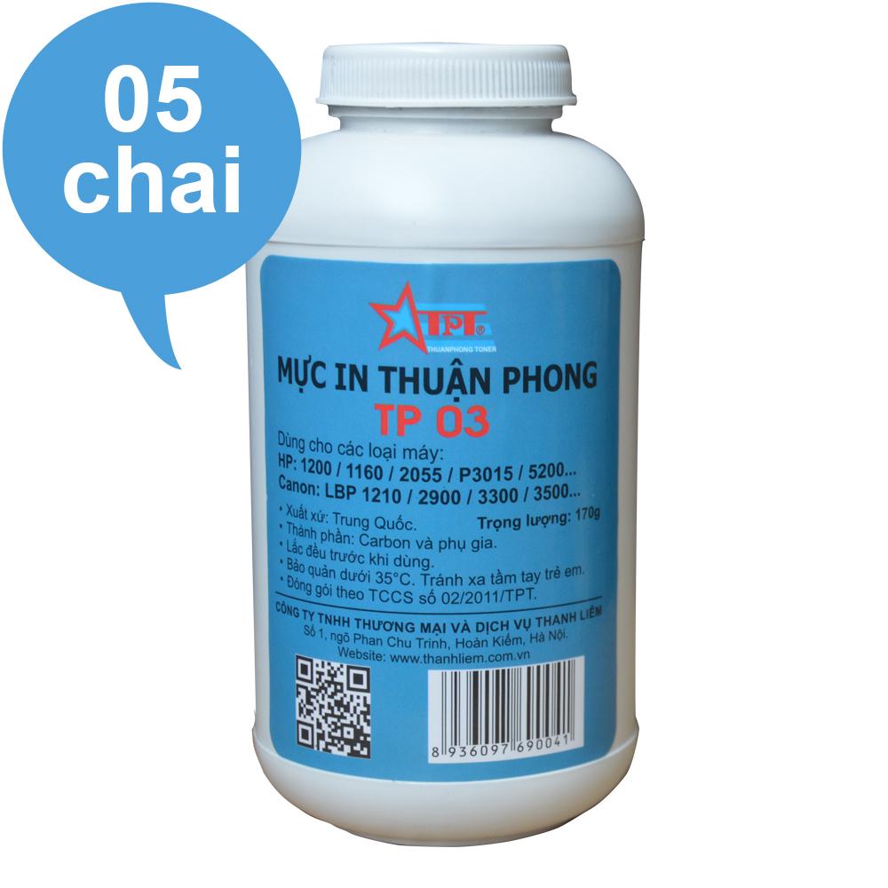 (Bộ 5 chai) Mực đổ Thuận Phong TP03 (170g) dùng cho máy in HP / Canon