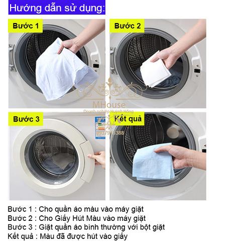 Mua 1 Tặng 1. Giấy giặt hút màu, chống loang màu nhuộm và làm sạch quần áo.