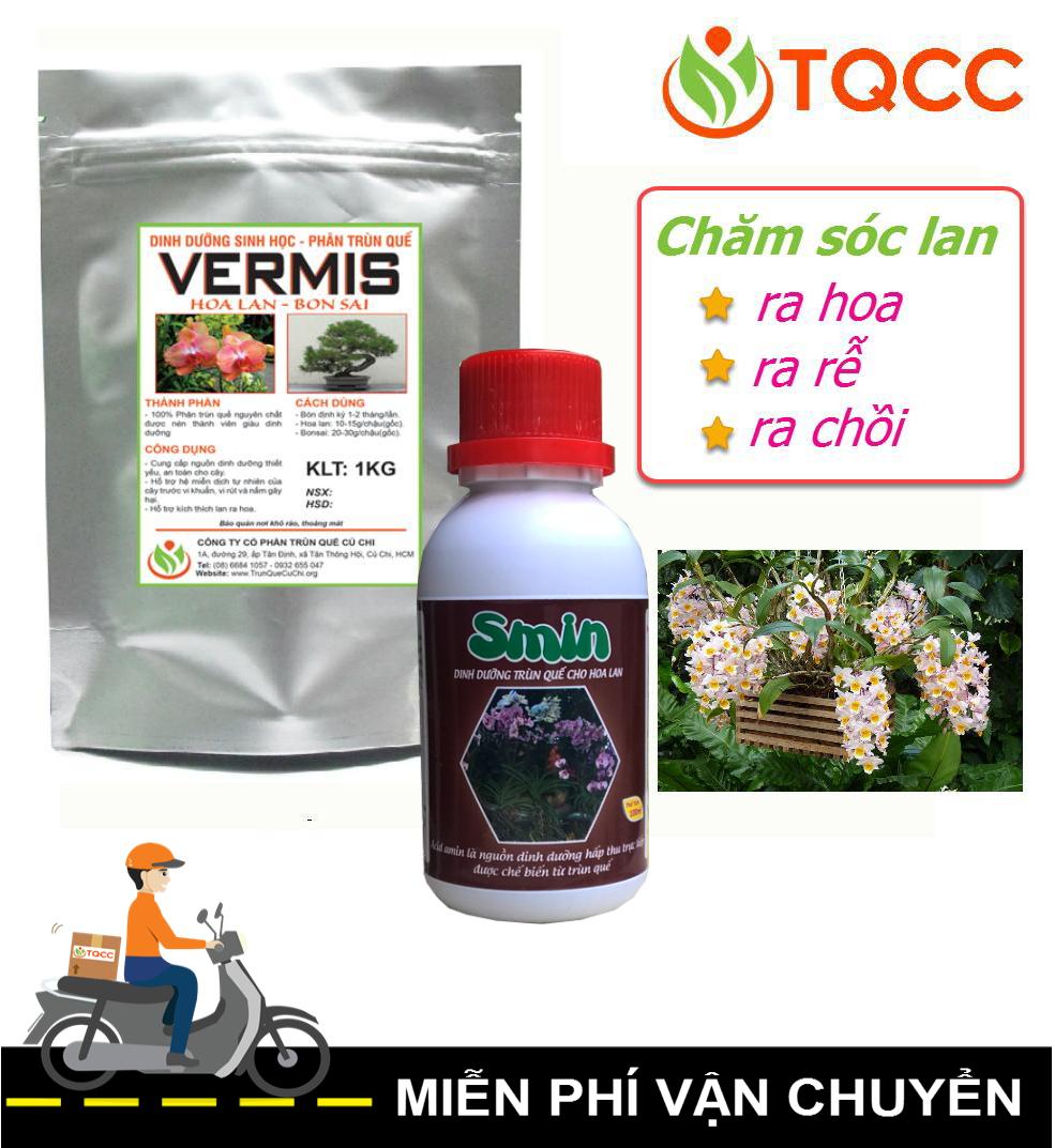 Bộ phân bón chăm sóc hoa lan mini 5-10 chậu (smin 100ml + vermis 1kg)