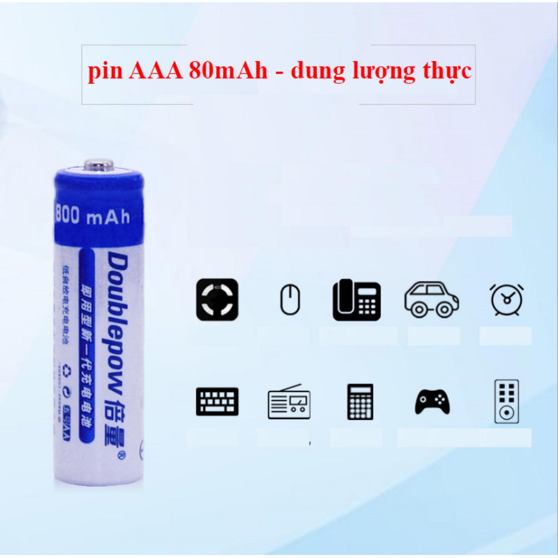 02 viên pin tiểu AA 800mAh sạc lại Doublepow (dung lượng thật)