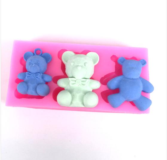 Khuôn rau câu silicon 3D mẫu 3 con Gấu