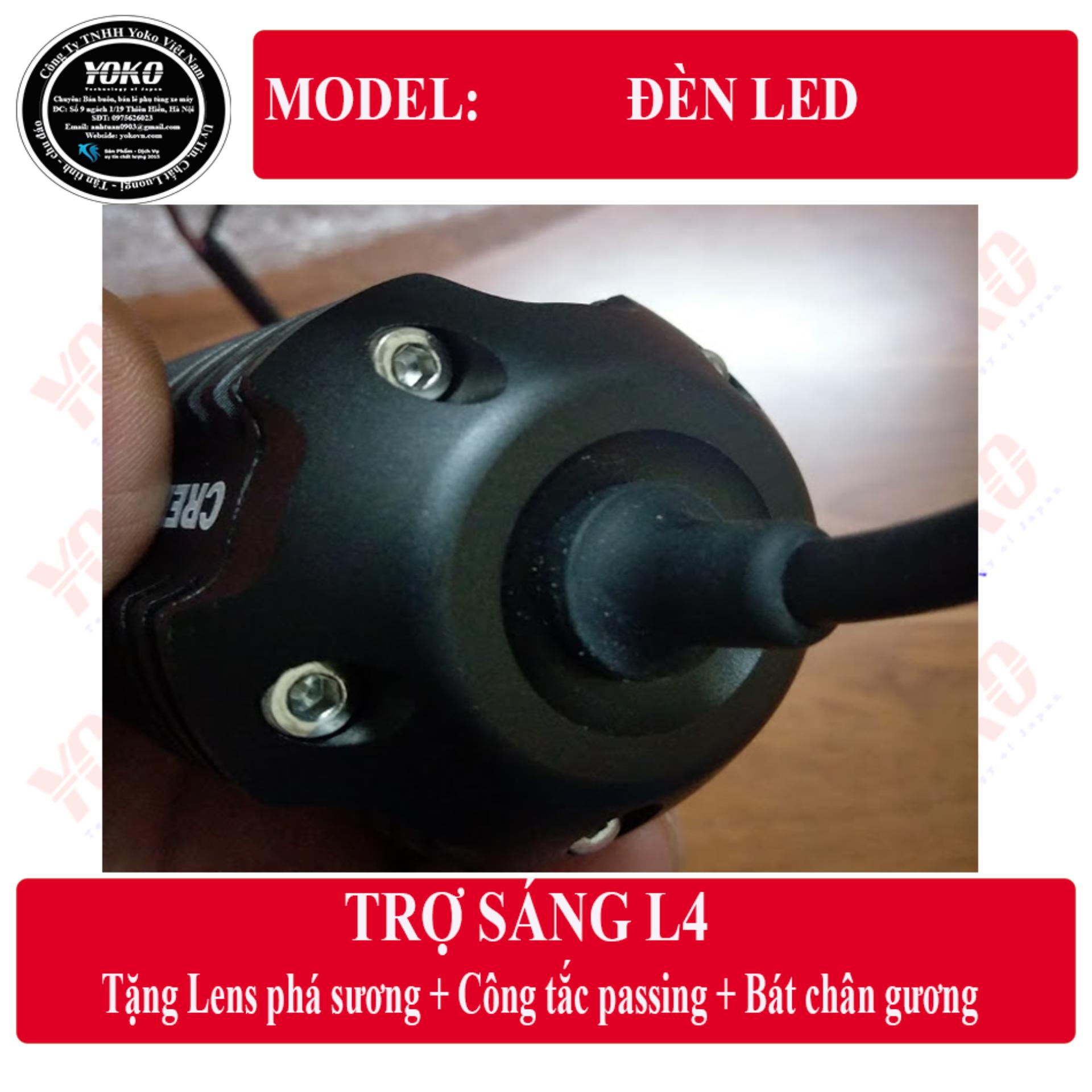 Đèn LED trợ sáng L4X Chíp LED CREE loại 1(Full phụ kiện,Tặng công tắc, Lens phá sương, bát chân gương)