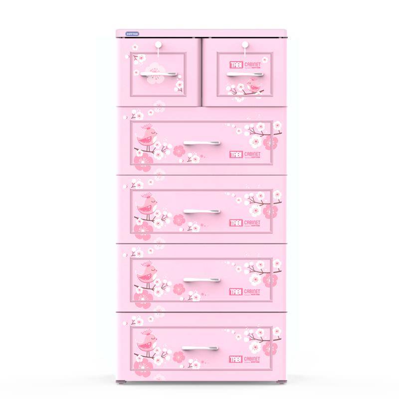 [HCM]Tủ nhựa Duy Tân TABI 5 tầng (Hồng Hoa nhỏ )