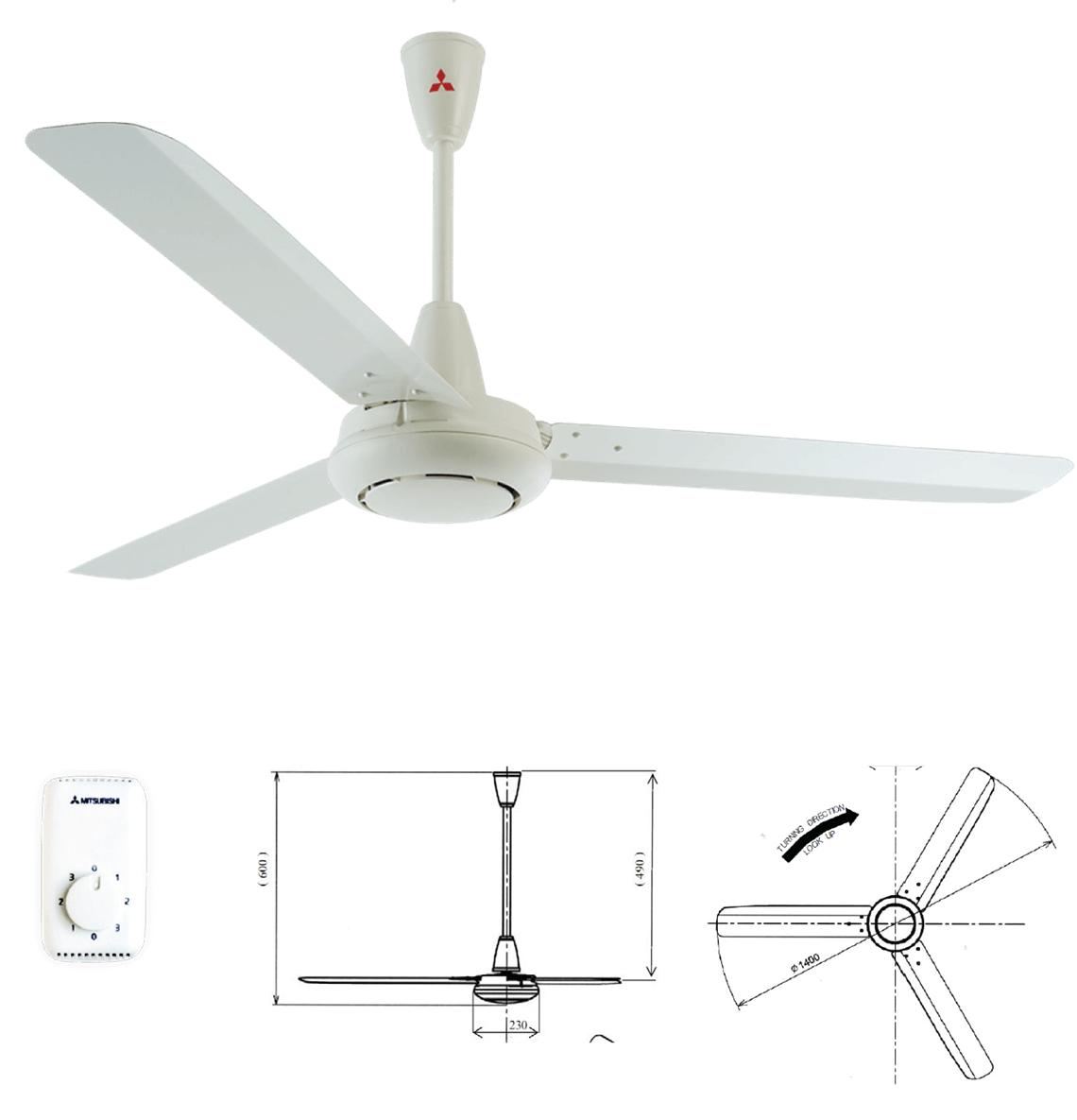 Quạt trần Mitsubishi 3 cánh C56-GS (Trắng)