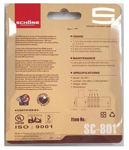 Ổ Khóa Số Dạ Quang SCHONE SC-801 Cao Cấp