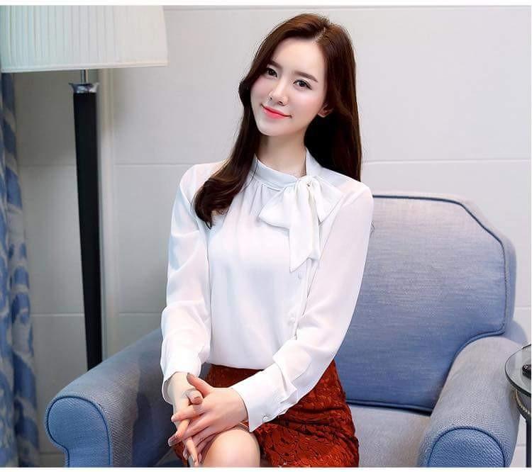 Áo sơ mi thắt nơ Mymy Phong Cách Hàn Quốc Cực Hot