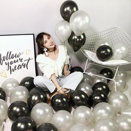 Set 100 vỏ bóng bay màu đen và ghi 