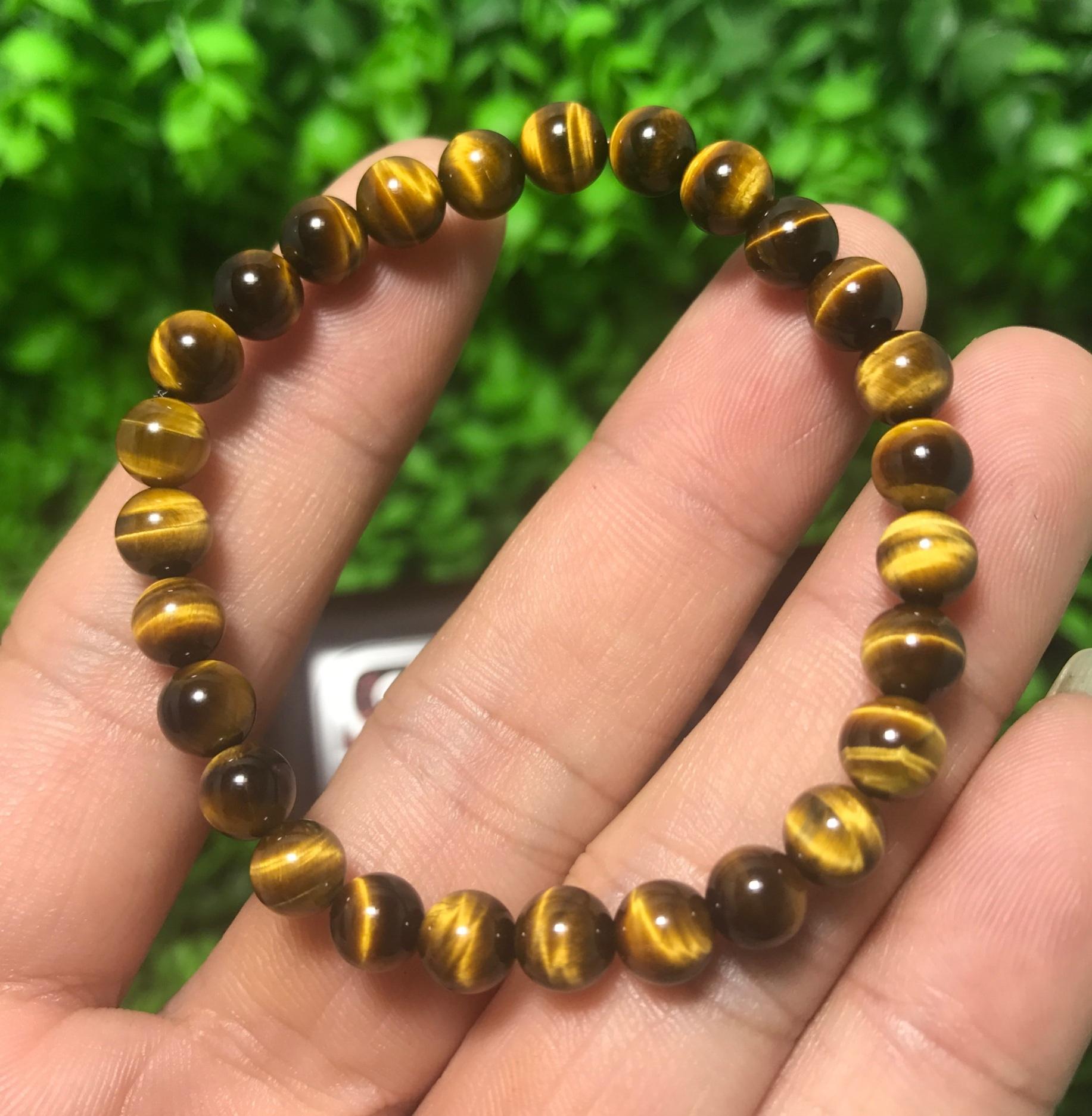 Vòng tay đá mắt hổ vàng nâu hạt 6 li loại đẹp