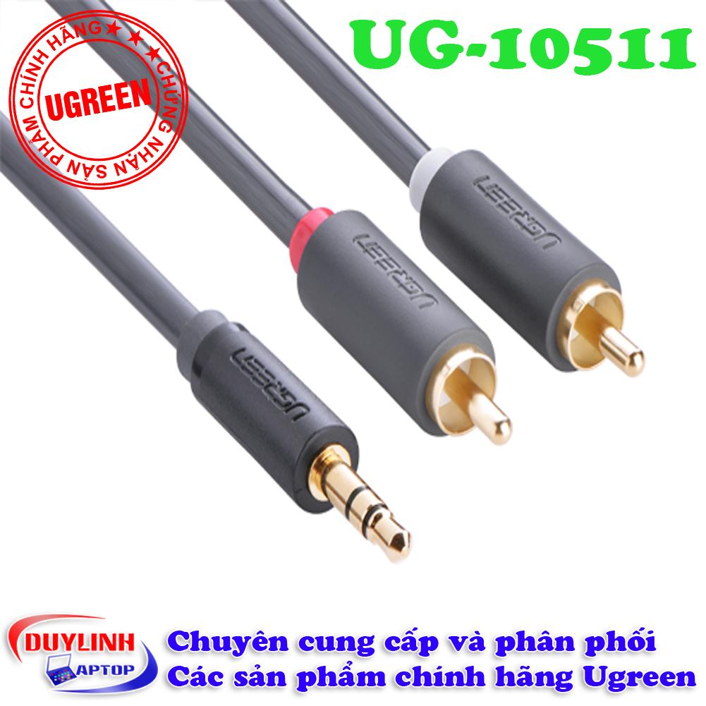 Dây AV 3.5 (dương) ra 2 đầu RCA (dương) Ugreen 1.5m