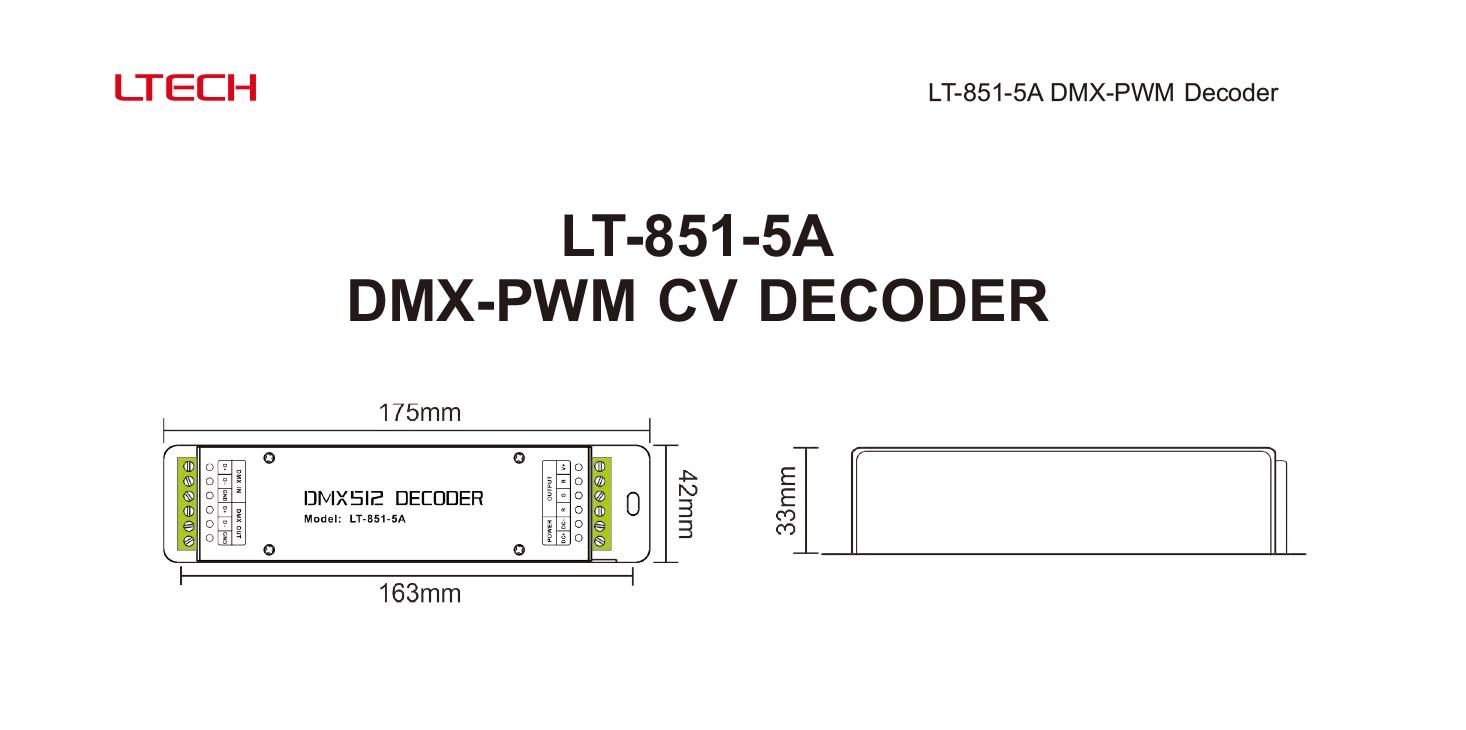 Bộ giải mã tín hiệu đèn LED Ltech 3CH CV DMX Decoder LT-851-5A DMX-PWM