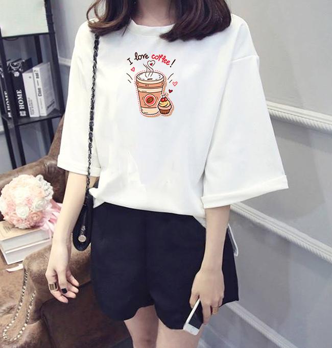 Áo thun nữ tay lỡ form rộng in hình trà sữa vải dày mịn TEEWO179