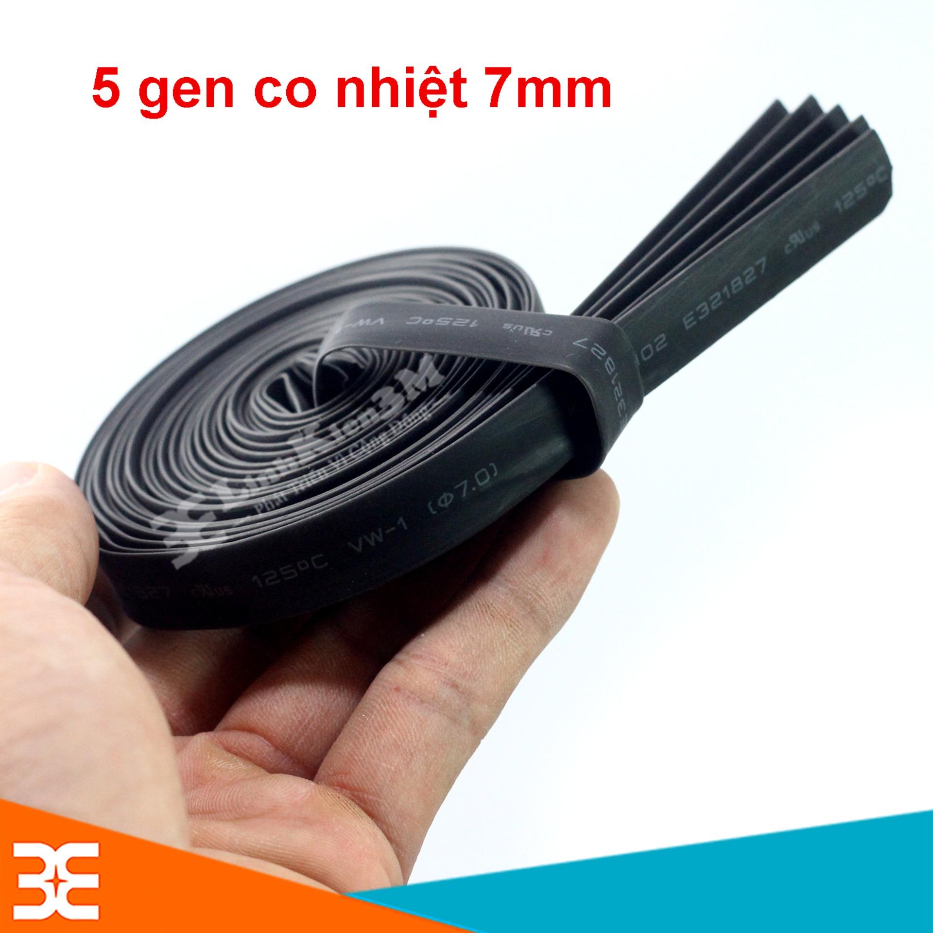 Bộ 5 Ống Co Nhiệt Đường Kính 7mm, Mỗi Ống Dài 1m ( Đen )
