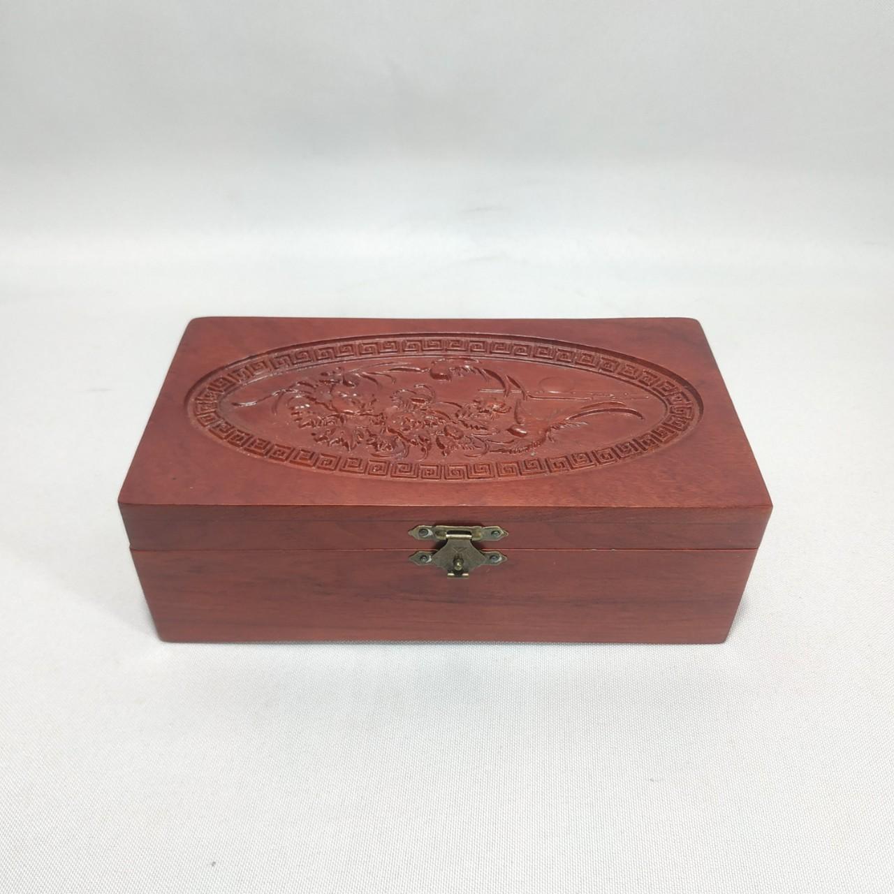 Hộp đựng Con dấu CÔNG TY, hộp đựng trang sức GỖ HƯƠNG Khắc Chim Phượng - Loại VỪA