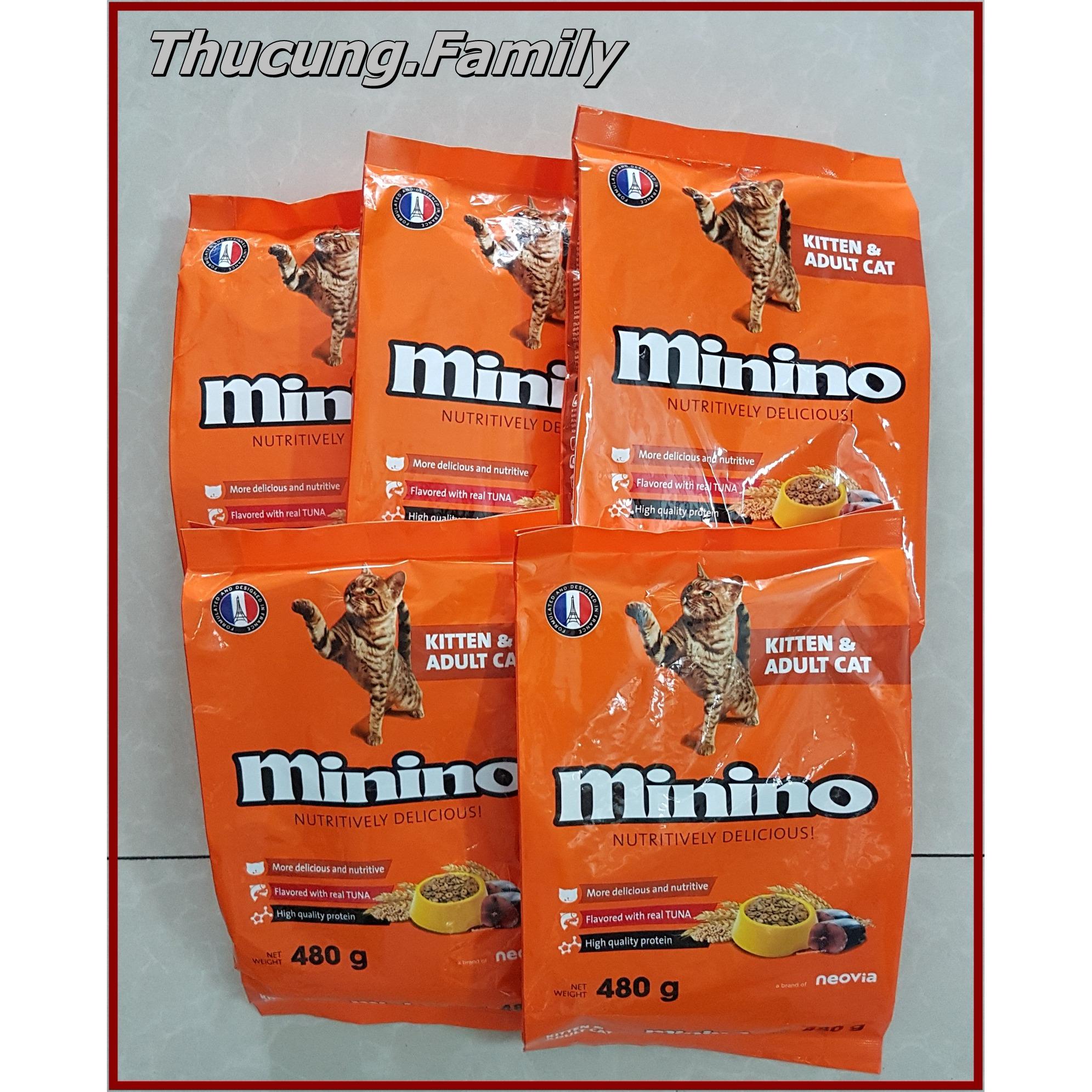 COMBO 5 túi thức ăn Mèo. Minino 480g- Sản phẩm của PHÁP.