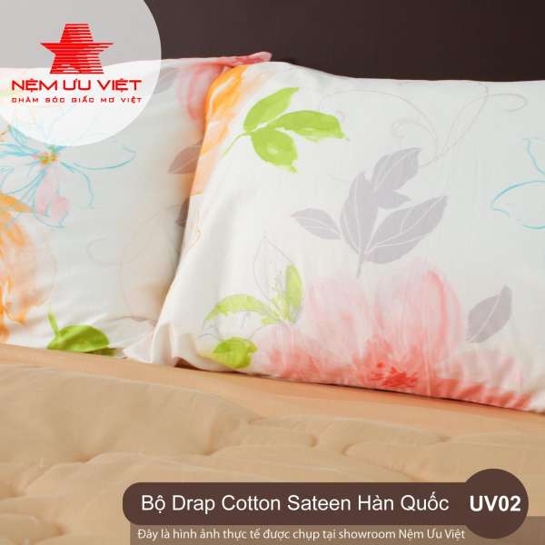 Bộ chăn drap cotton sateen Hàn Quốc UV02 (1m6x2m0)